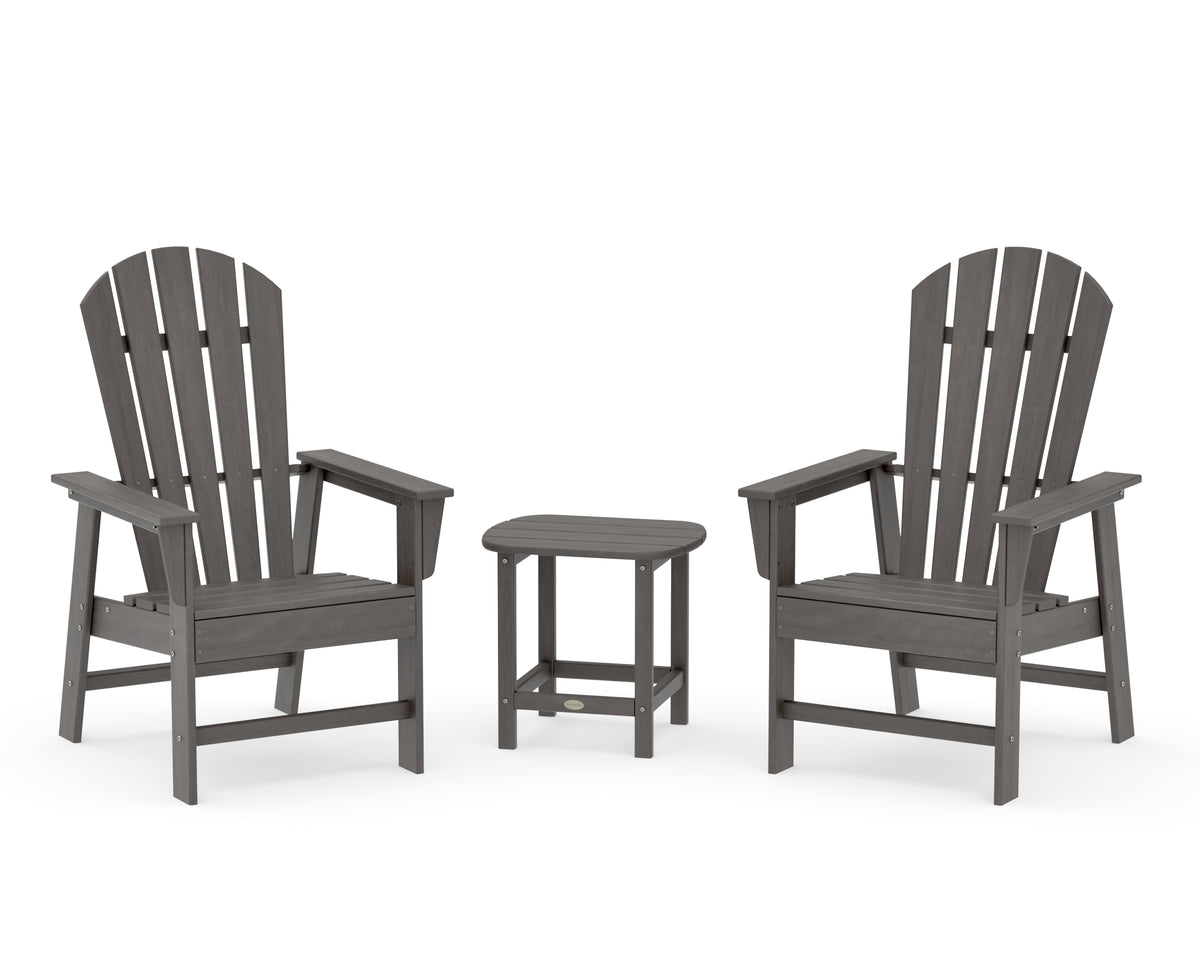 POLYWOOD South Beach Casual Chair 3-Piece Set with 18" South Beach Side Table in Driftwood