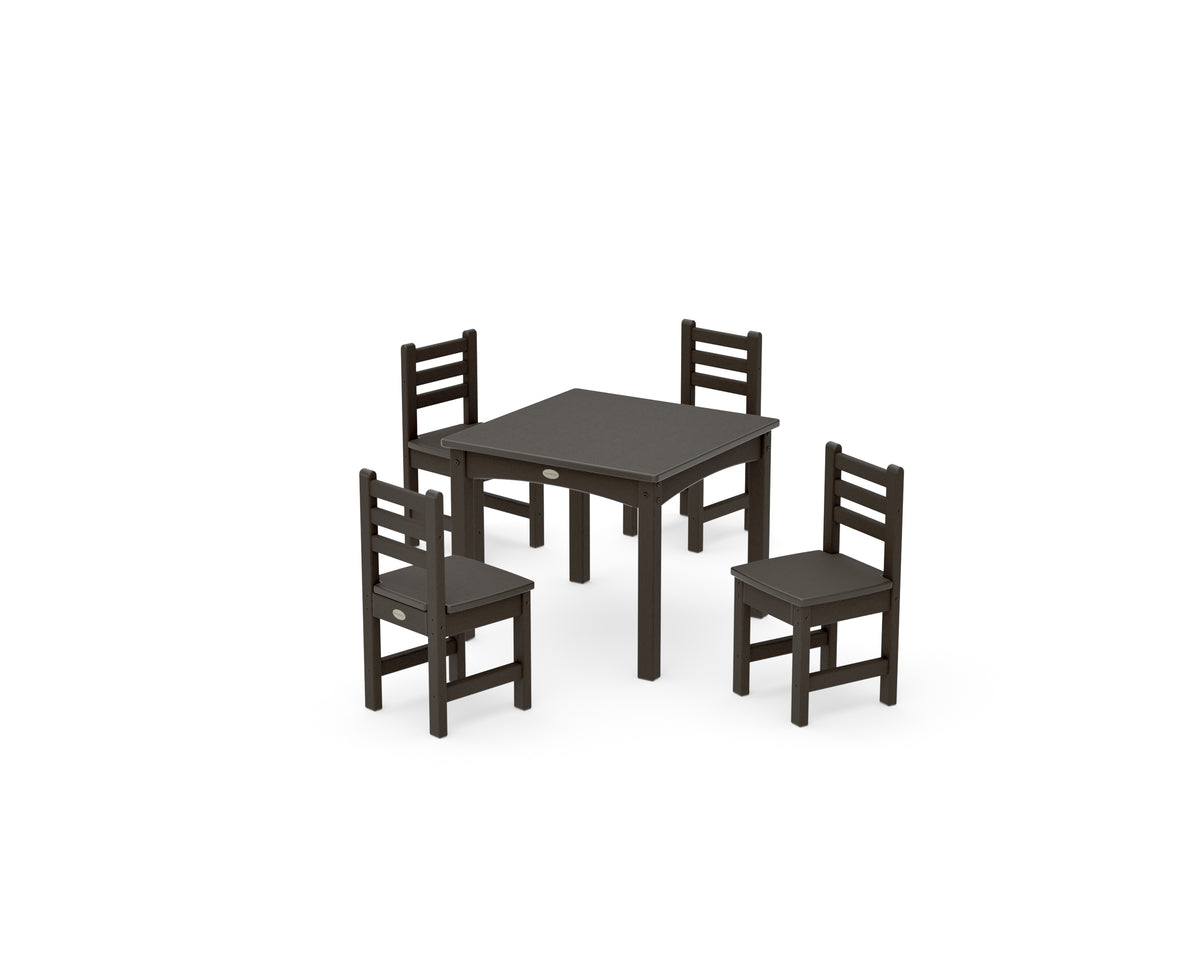 POLYWOOD Lakeside Toddler 5-Piece Dining Set in Vintage Coffee