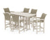 POLYWOOD Coastal Woven Arm Chair 7-Piece Bar Set in Sand / Dune Grass