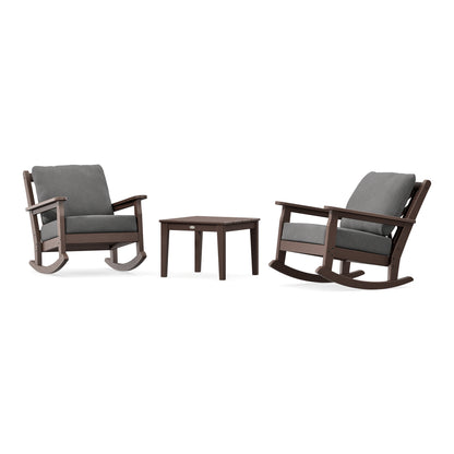 POLYWOOD Chippendale 3-Piece Deep Seating Rocker Set in Mahogany