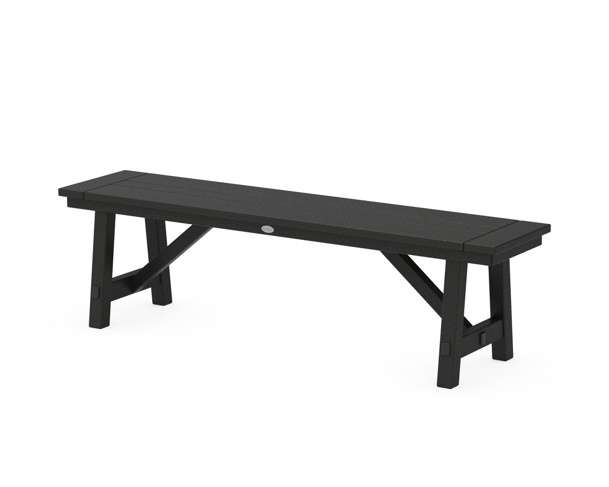POLYWOOD Rustic Farmhouse 60" Backless Bench in Black