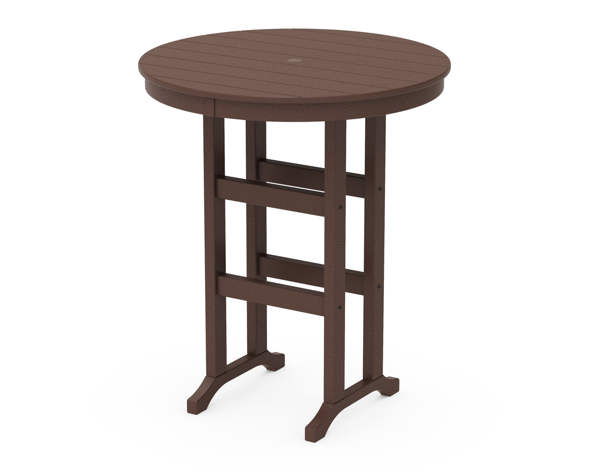 POLYWOOD 36" Round Farmhouse Bar Table in Mahogany