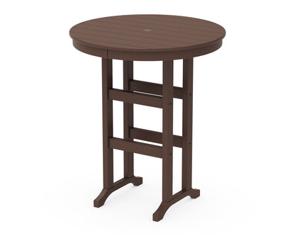 POLYWOOD 36" Round Farmhouse Bar Table in Mahogany