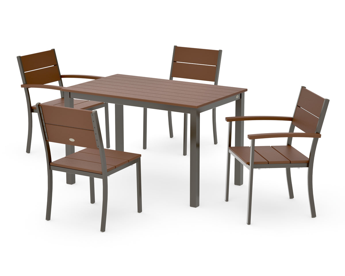 POLYWOOD Main Street 5-Piece Dining Set with Main Street 30 x 48 Dining Table in Bronze / Teak