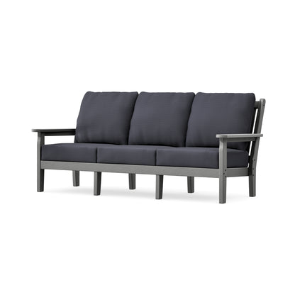 POLYWOOD Chippendale Deep Seating Sofa in Slate Grey / Midnight Linen