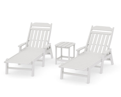 POLYWOOD Cottage 3-Piece Chaise Set with Arms in Vintage White