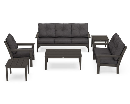 POLYWOOD Vineyard 6-Piece Deep Seating Set in Vintage Coffee / Ash Charcoal