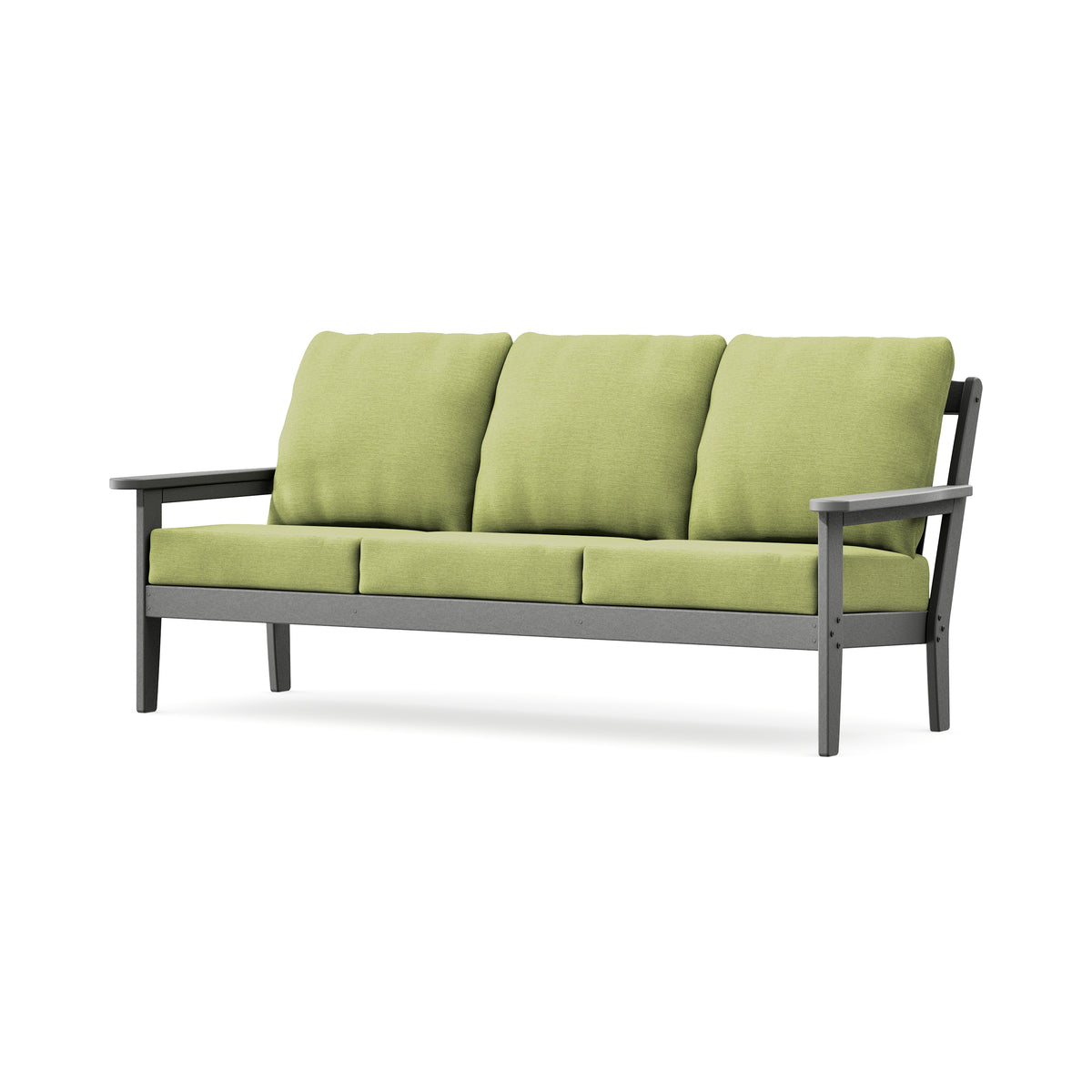 POLYWOOD Cottage Deep Seating Sofa in Slate Grey / Chartreuse Boucle