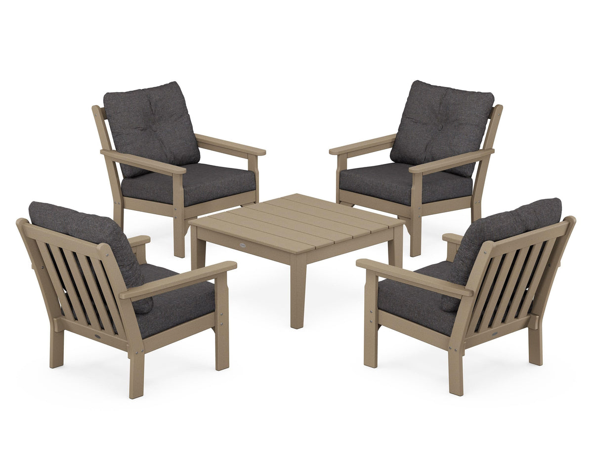 POLYWOOD Vineyard 5-Piece Deep Seating Conversation Set in Vintage Sahara / Ash Charcoal