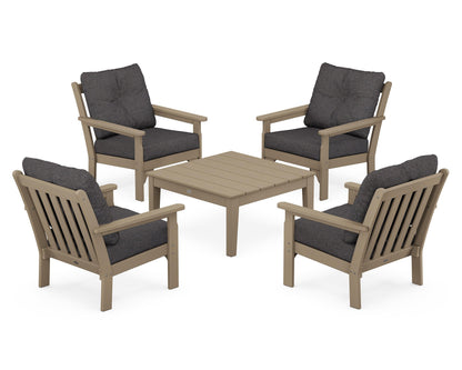 POLYWOOD Vineyard 5-Piece Deep Seating Conversation Set in Vintage Sahara / Ash Charcoal