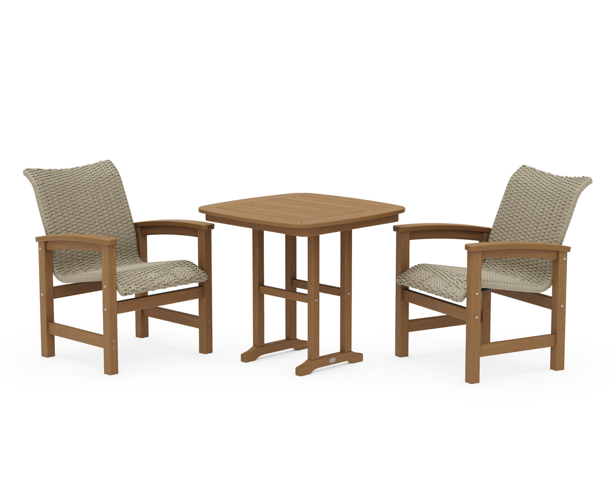 POLYWOOD Coastal Woven 3-Piece Dining Set in Natural / Dune Grass