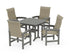 POLYWOOD Coastal Woven High-Back 5-Piece Dining Set in Slate Grey / Dune Grass