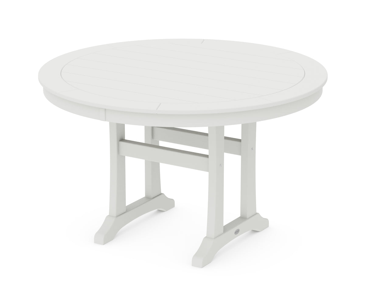 POLYWOOD Nautical Trestle 48" Round Dining Table in Vintage White