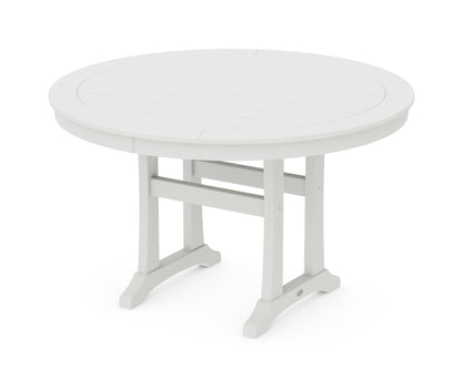 POLYWOOD Nautical Trestle 48" Round Dining Table in Vintage White