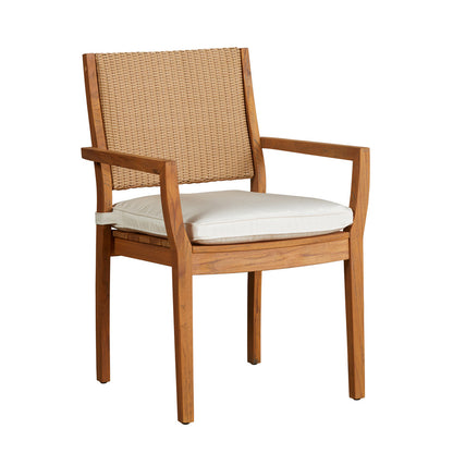 Lloyd Flanders Teak Loom Back Teak Dining Armchair, lifestyle photo 2