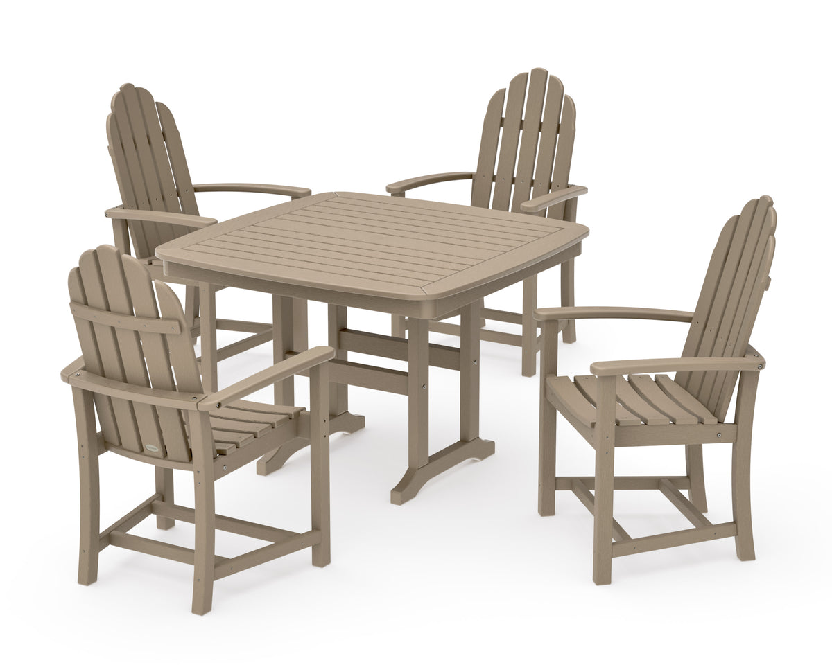 POLYWOOD Classic Adirondack 5-Piece Dining Set with Trestle Legs - 44" Table in Vintage Sahara