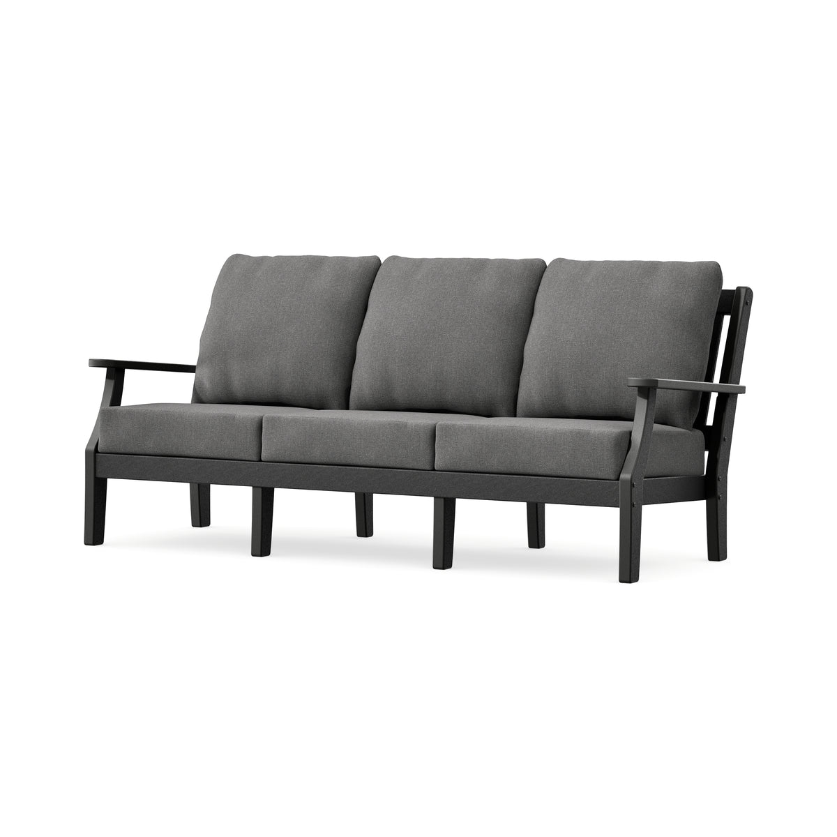 POLYWOOD Chinoiserie Deep Seating Sofa in Black / Ash Charcoal