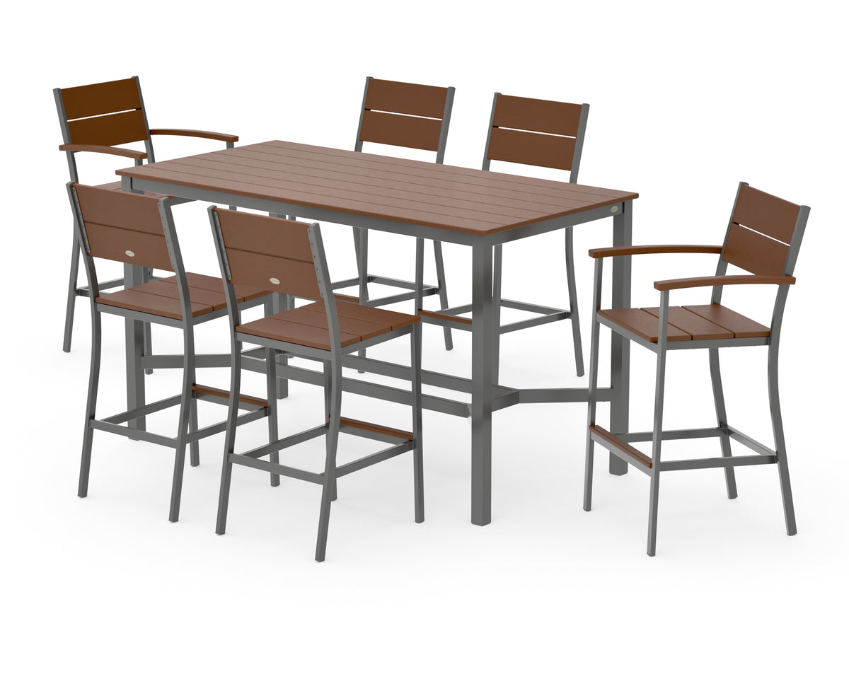 POLYWOOD Main Street 7-Piece Bar Set in Charcoal / Teak