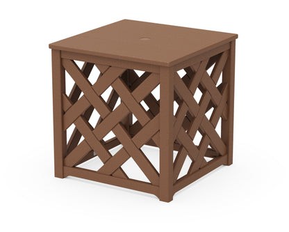 POLYWOOD Wovendale Accent Umbrella Table in Teak