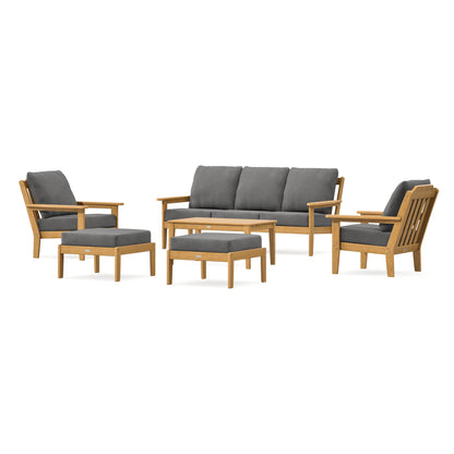 POLYWOOD Country Living Cottage 6-Piece Lounge Sofa Set in Natural