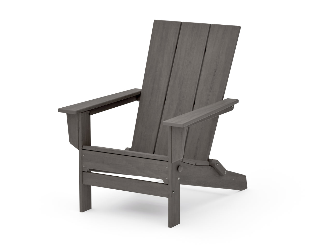 POLYWOOD Modern Studio Folding Adirondack Chair in Driftwood