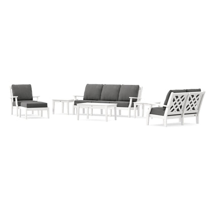 POLYWOOD Country Living Wovendale 7-Piece Deep Seating Set in White