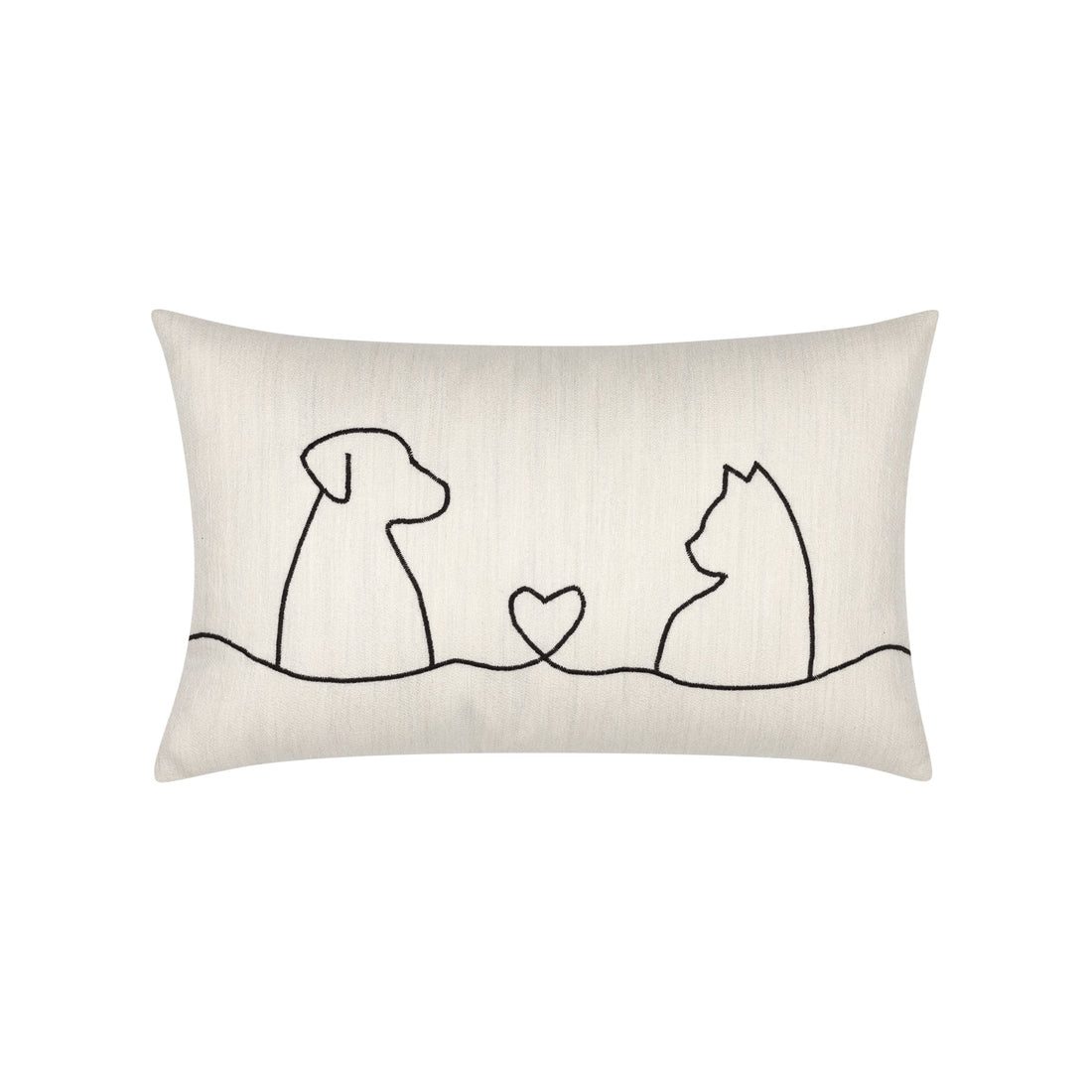 Elaine Smith Faithful Friends 12x20 lumbar outdoor pillow, ivory and white