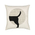 Elaine Smith Unconditional Woof (Tail) 20x20 outdoor pillow, ivory and black