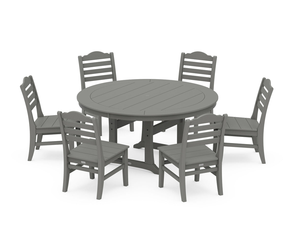 POLYWOOD Savannah 7-Piece Side Chair Round Dining Set in Slate Grey