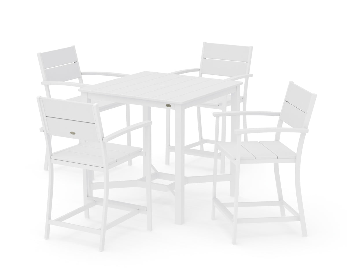 POLYWOOD Main Street 5-Piece Counter Set in White / White