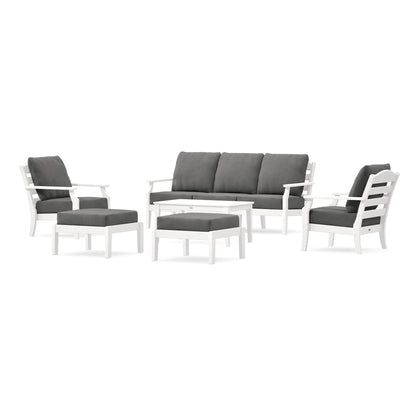 POLYWOOD Savannah 6-Piece Lounge Sofa Set in White