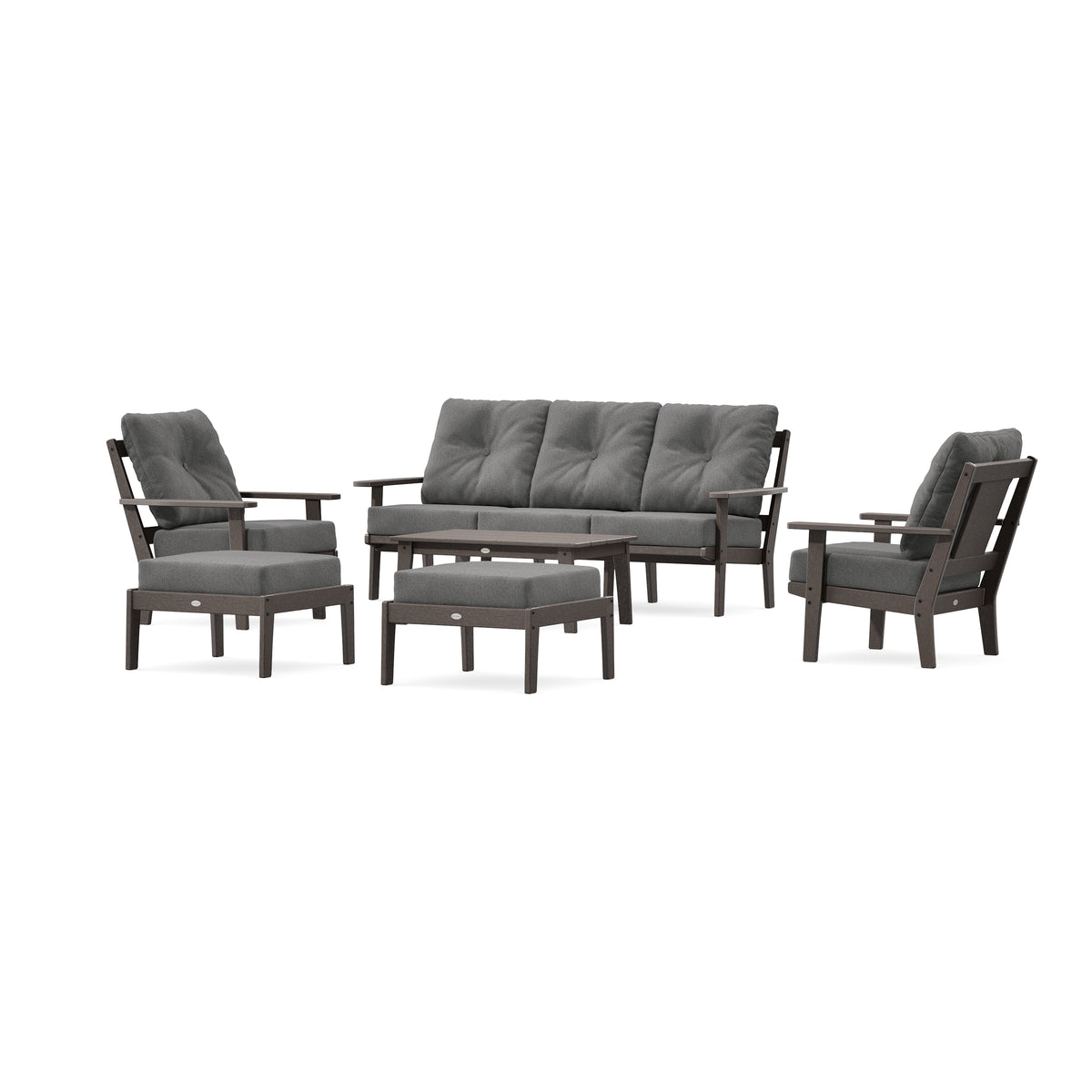 POLYWOOD Prairie 6-Piece Lounge Sofa Set in Vintage Coffee