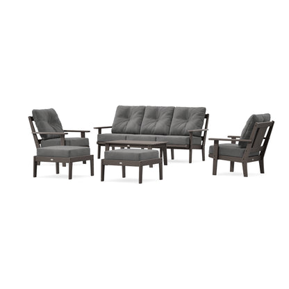 POLYWOOD Prairie 6-Piece Lounge Sofa Set in Vintage Coffee