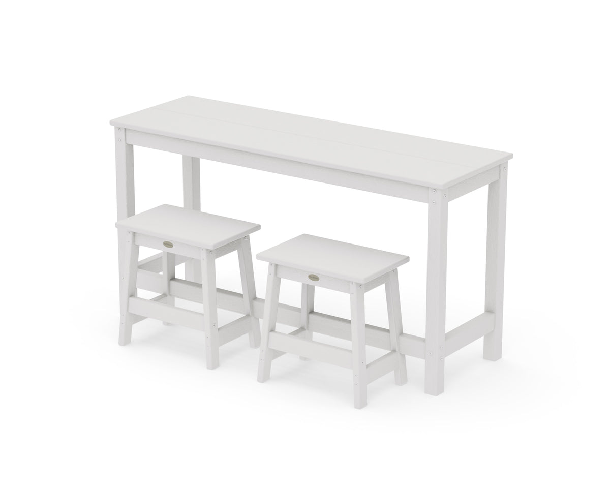 POLYWOOD Modern Studio Stool 3-Piece Balcony Set in Vintage White
