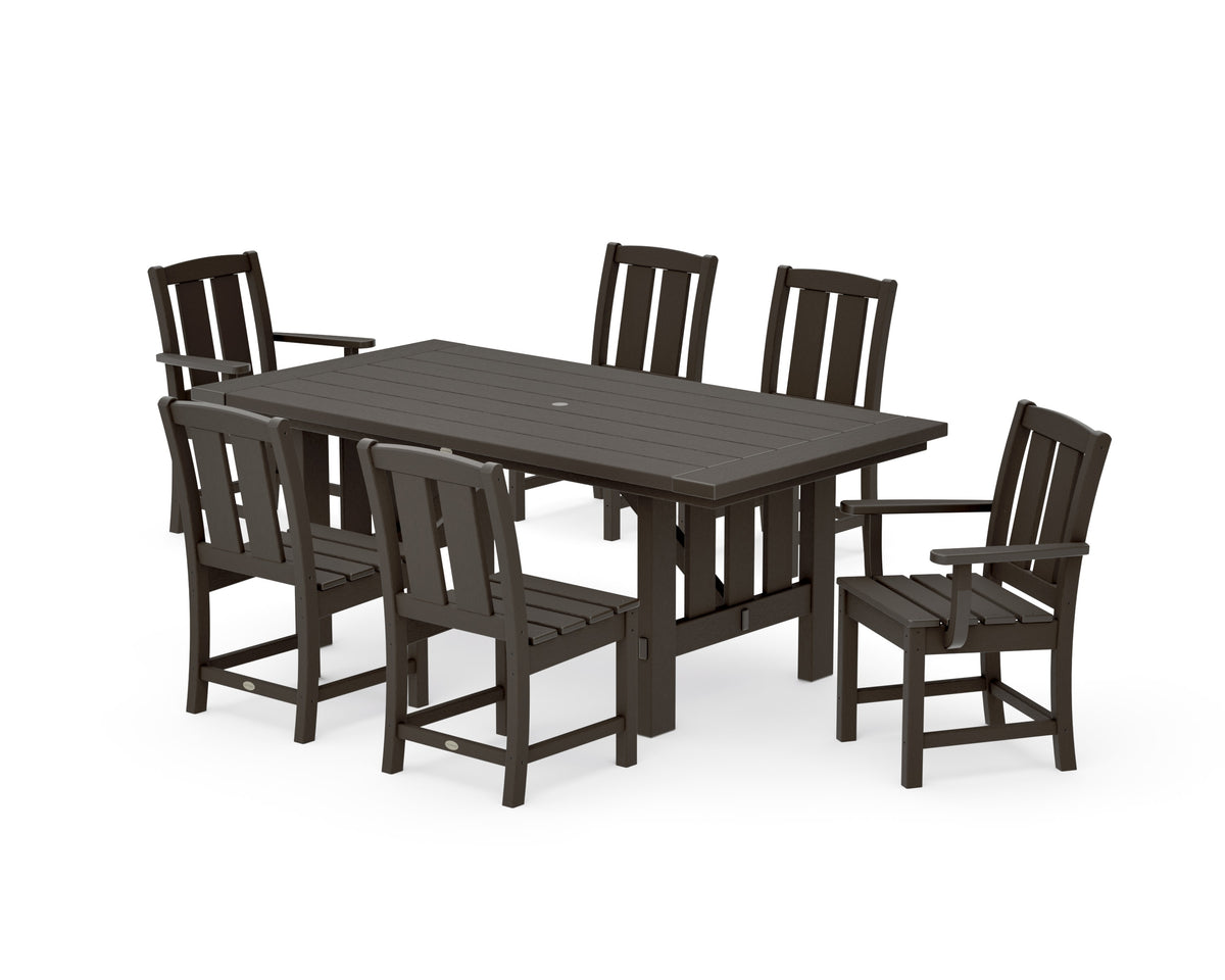 POLYWOOD Mission 7-Piece Dining Set with Mission Table in Vintage Coffee