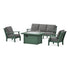 POLYWOOD Chinoiserie Deep Seating Fire Pit Table Set in Green