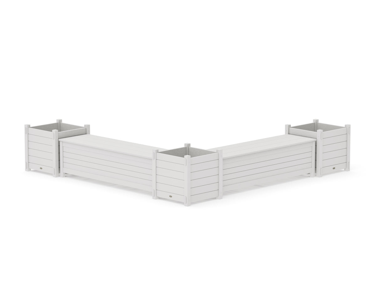 POLYWOOD 60" Nautical L-Shaped Planter Storage Bench Corner Set - Large in Vintage White