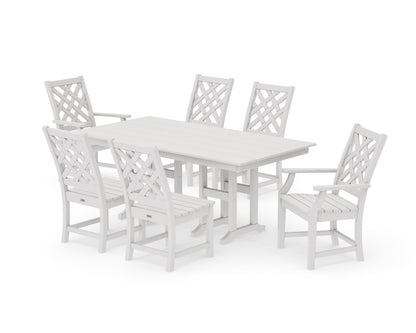 POLYWOOD Wovendale 7-Piece Farmhouse Dining Set in Vintage White