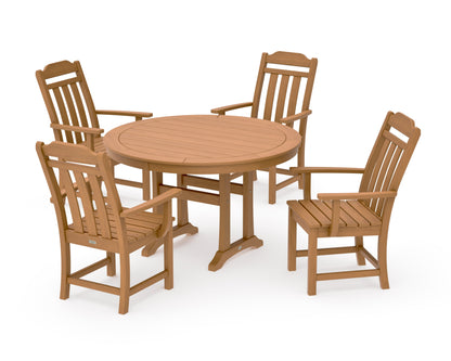 POLYWOOD Cottage 5-Piece Round Dining Set with Trestle Legs in Natural