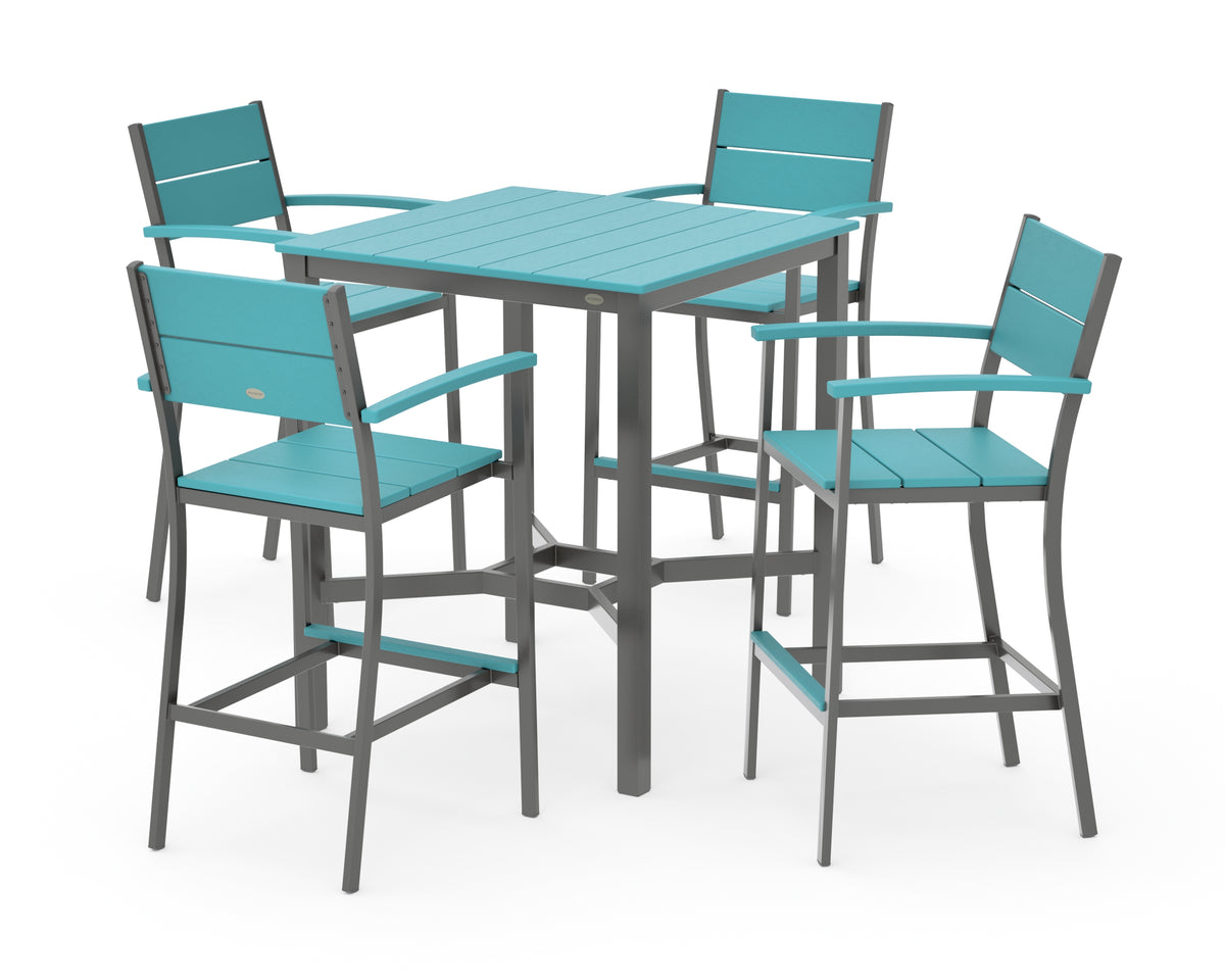 POLYWOOD Main Street 5-Piece Bar Set in Charcoal / Aruba
