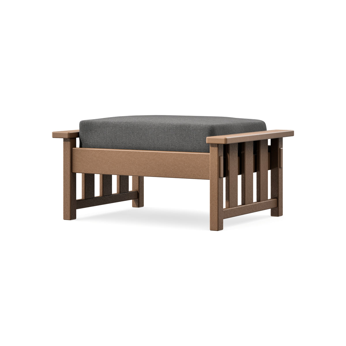 POLYWOOD Acadia Deep Seating Ottoman in Teak / Ash Charcoal
