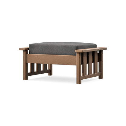 POLYWOOD Acadia Deep Seating Ottoman in Teak / Ash Charcoal