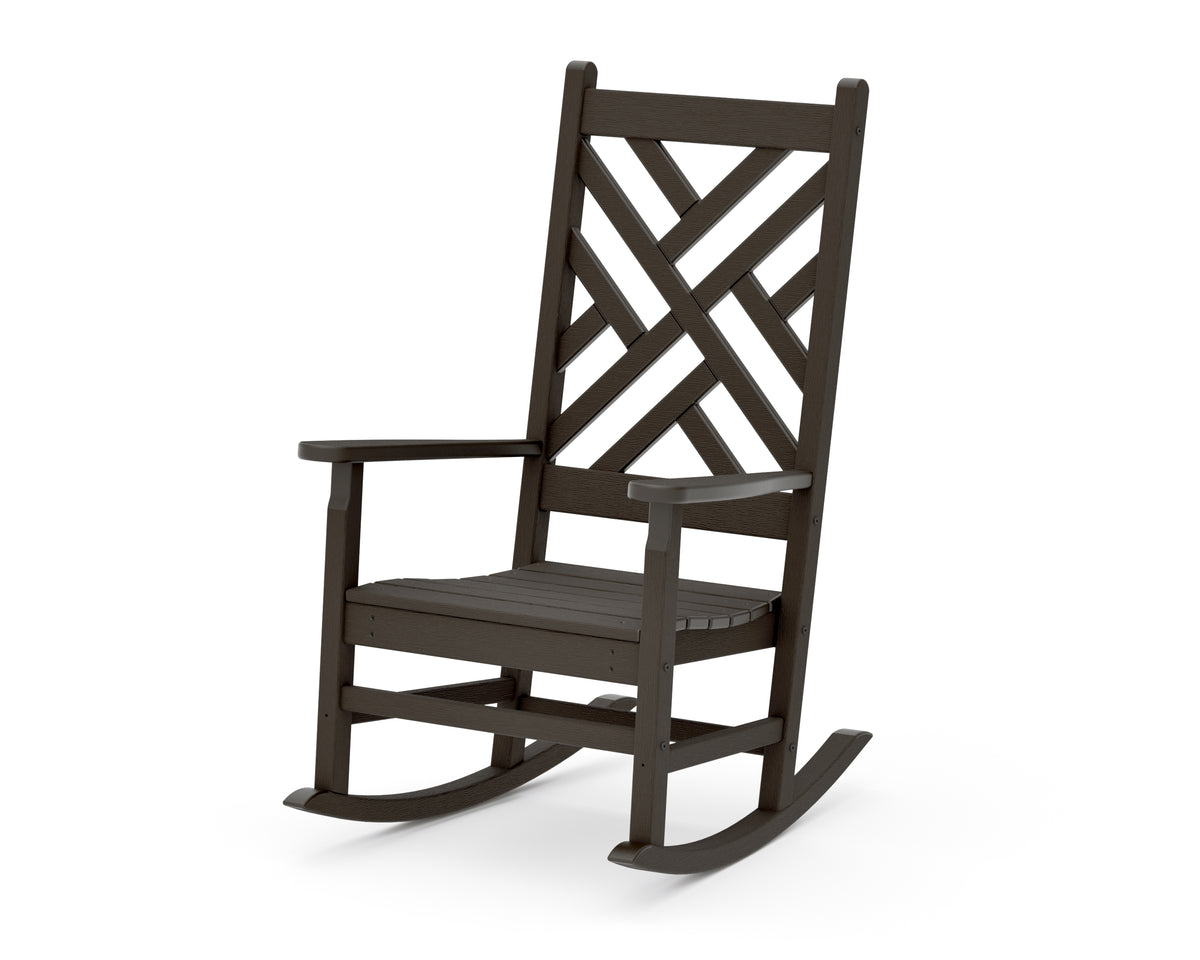 POLYWOOD Chippendale Porch Rocking Chair in Vintage Coffee