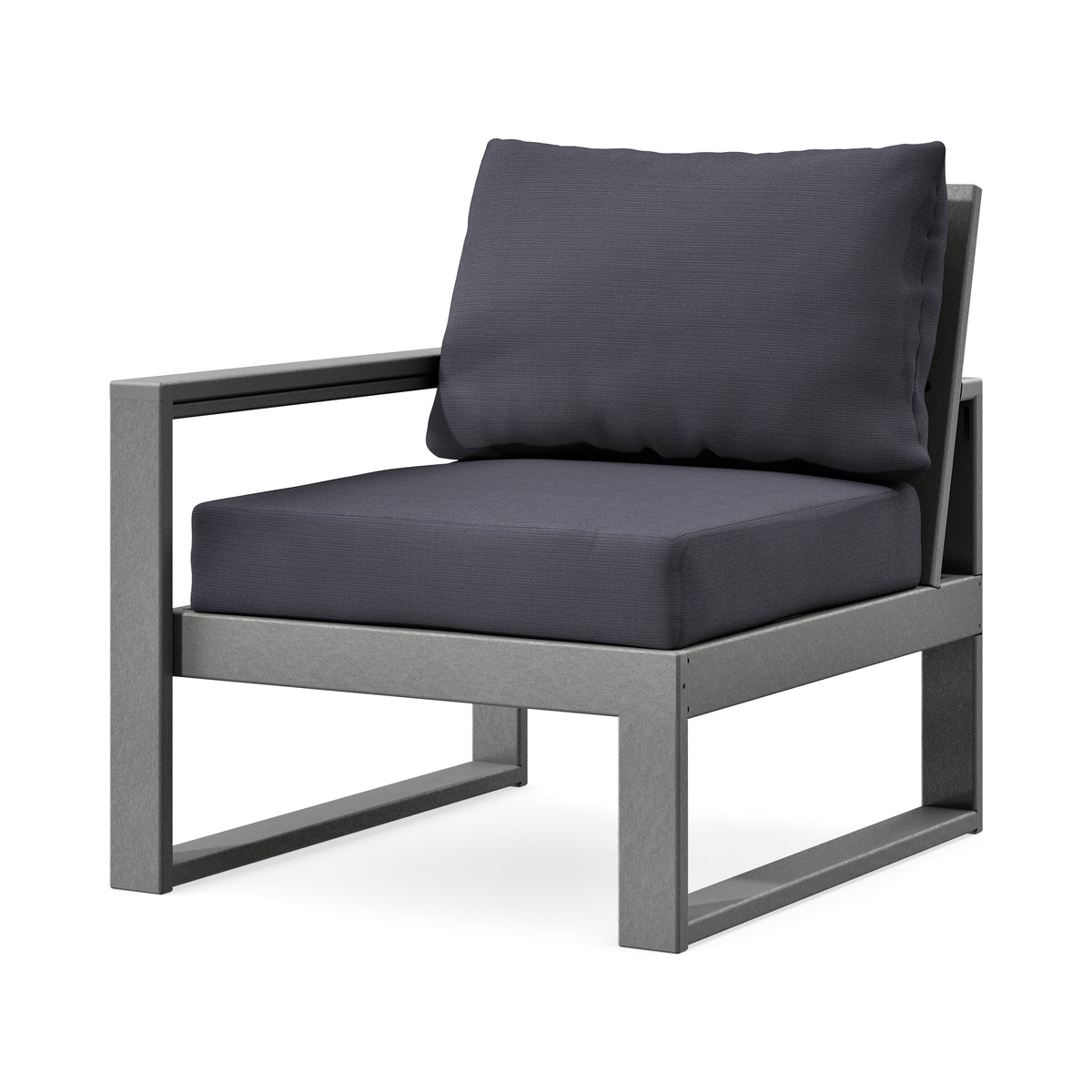 POLYWOOD EDGE Modular Left Arm Chair in Slate Grey / Midnight Linen