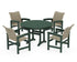 POLYWOOD Coastal Woven 5-Piece Round Dining Set with Trestle Legs in Green / Dune Grass