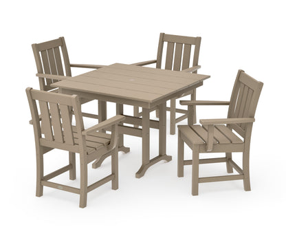 POLYWOOD Oxford 5-Piece Farmhouse Dining Set in Vintage Sahara