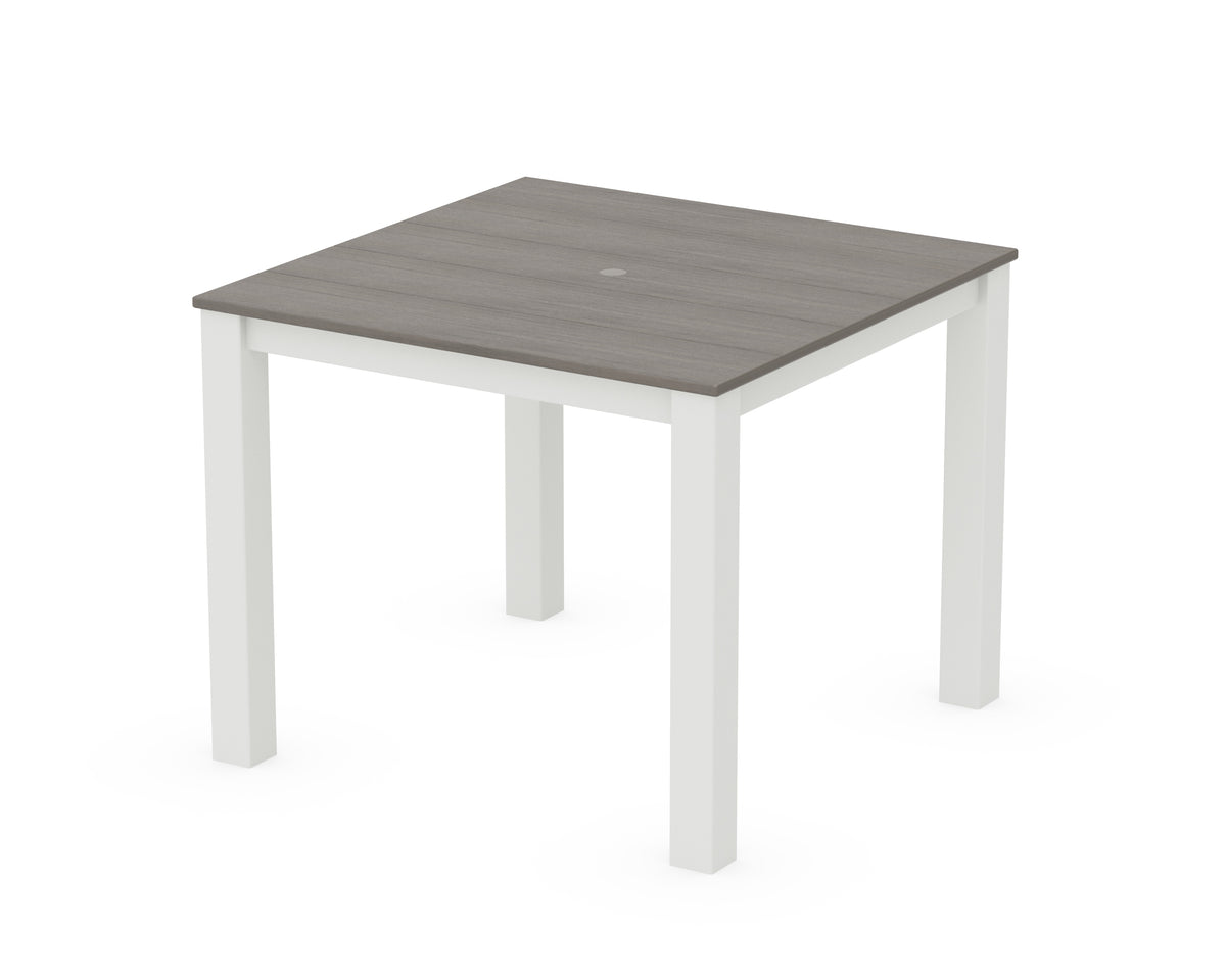 POLYWOOD Parsons 38" X 38" Dining Table in White / Driftwood