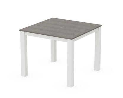 POLYWOOD Parsons 38" X 38" Dining Table in White / Driftwood