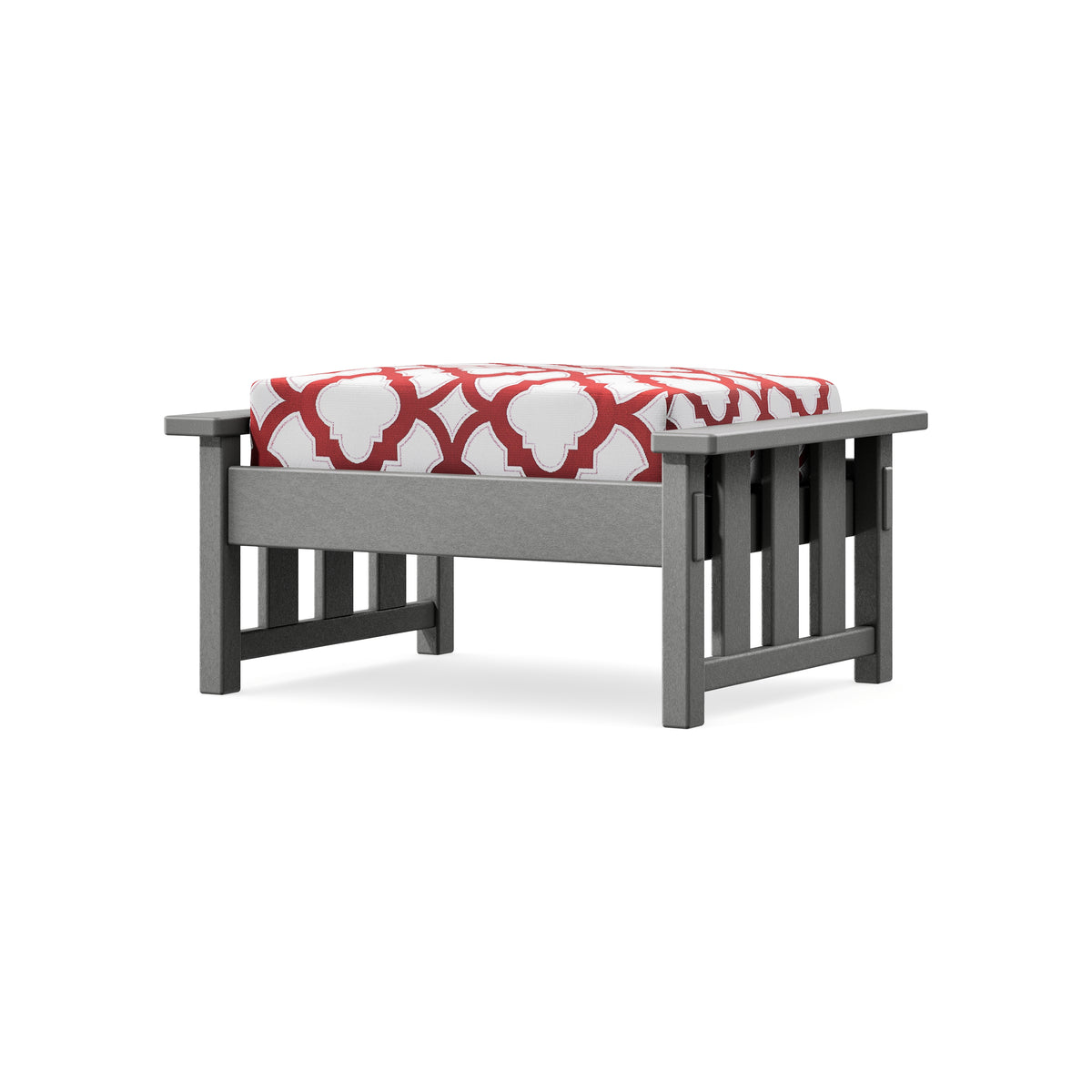POLYWOOD Acadia Deep Seating Ottoman in Slate Grey / Trellis Crimson
