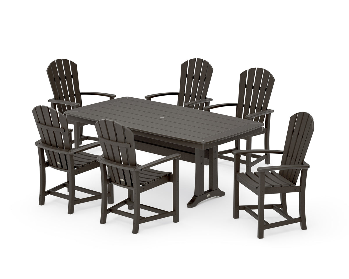 POLYWOOD Palm Coast 7-Piece Dining Set with Trestle Legs in Vintage Coffee